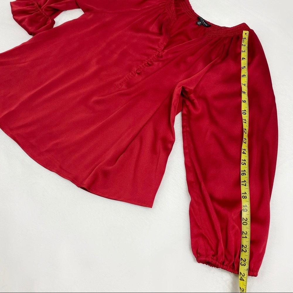 Lucky Brand | Silk Popover Blouse Rich Red - Picture 6 of 8